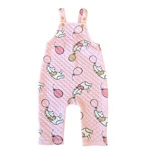 Disney X H&M Winnie The Pooh Quilted Overalls Girls 9-12 Mos Pink Balloons Girl